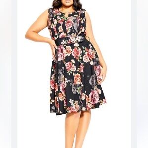 💃NWOT City chic FRENCH BOUQUET SLEEVELESS DRESS size M/18